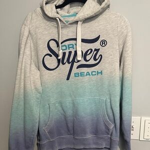Superdry Beach Ombre Hoodie - Light Grey to Teal